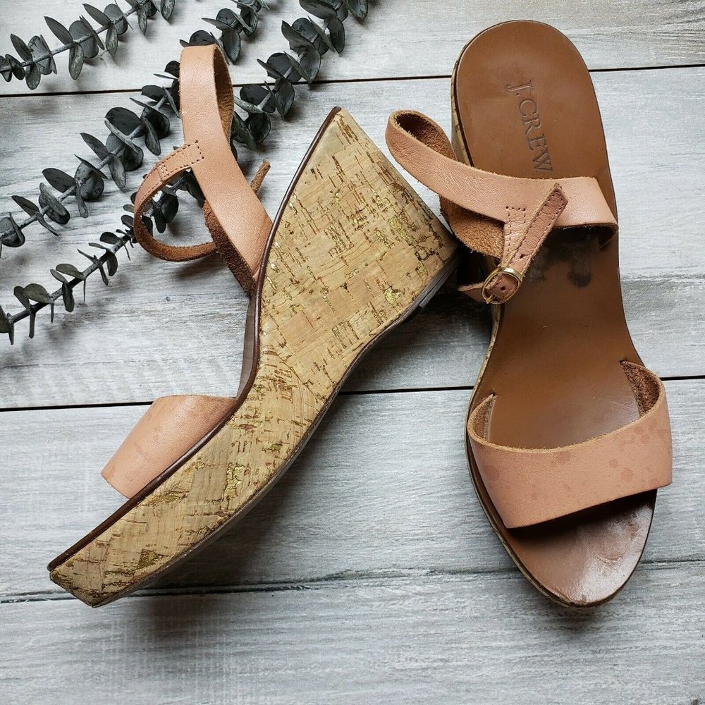 J. Crew Wedge High Heel Pink Leather